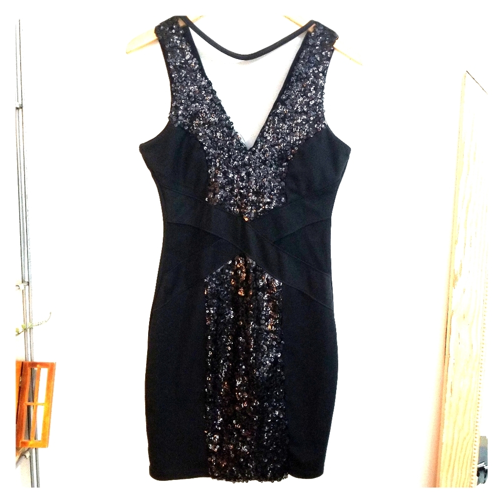 Poof Couture Black Sequined Dress